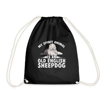 Old English Sheepdog Sheepie Bobtail - Drawstring Bag - black - Front