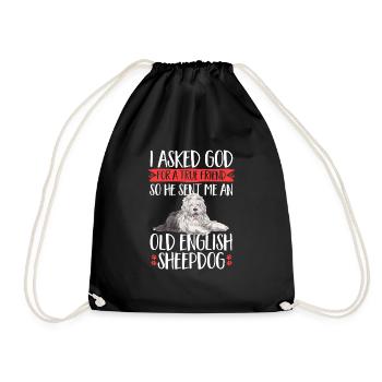 Old English Sheepdog Sheepie Bobtail - Drawstring Bag - black - Front