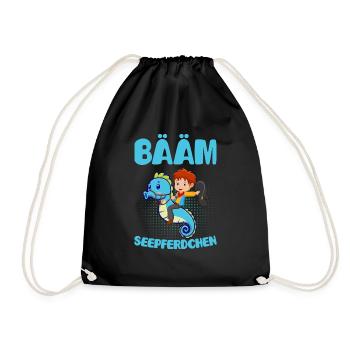 Seepferdchen bestanden Geschenk Frühschwimmer - Turnbeutel - Schwarz - Vorne