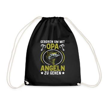 Opa Angeln Hecht Karpfen Kinder - Turnbeutel - Schwarz - Vorne