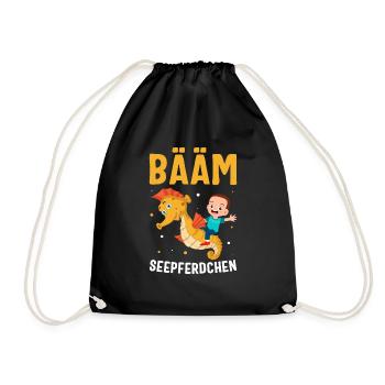 BÄÄM Seepferdchen Geschenk - Turnbeutel - Schwarz - Vorne