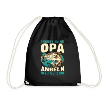 Opa Geboren Angeln Geschenk Kind - Turnbeutel - Schwarz - Vorne