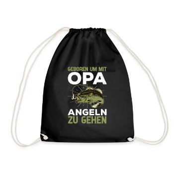 Geboren um mit Opa angeln zu gehen Forelle Kind - Turnbeutel - Schwarz - Vorne