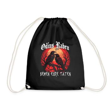 Hugin Munin T-Shirt | Wikinger Raben | Odins Raben - Turnbeutel - Schwarz - Vorne