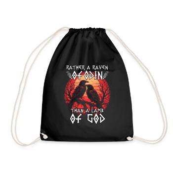 Valhalla | Viking Warrior T-Shirt | Odin's Ravens - Drawstring Bag - black - Front
