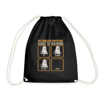 Old English Sheepdog Sheepie Bobtail - Drawstring Bag - black - Front