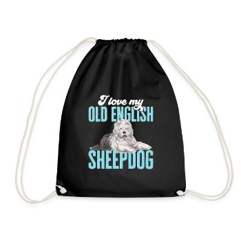 Old English Sheepdog Sheepie Bobtail - Drawstring Bag - black - Front