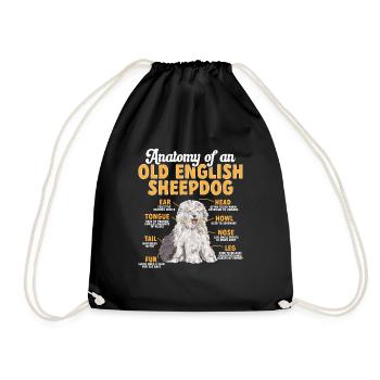 Old English Sheepdog Sheepie Bobtail - Drawstring Bag - black - Front