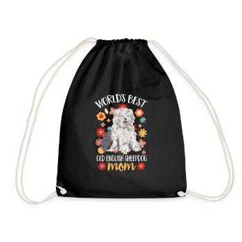 Old English Sheepdog Sheepie Bobtail - Drawstring Bag - black - Front