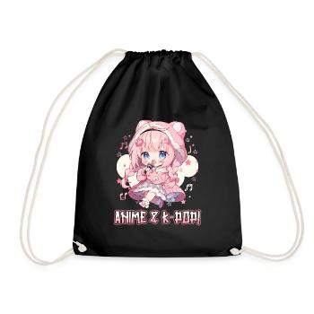 Anime and K-Pop Korean Pop Music Kpop - Drawstring Bag - black - Front