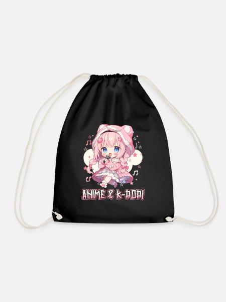 Anime and K-Pop Korean Pop Music Kpop - Drawstring Bag - black