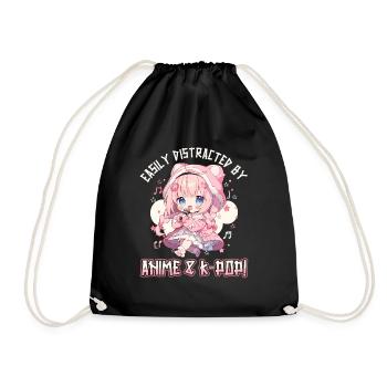 Easily distracted by Anime and K-Pop - Turnbeutel - Schwarz - Vorne