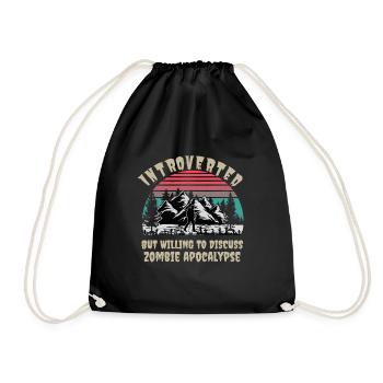 Funny Introvert Quotes T-Shirt - Drawstring Bag - black - Front