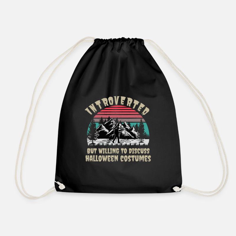 Funny Sarcastic Introvert T-Shirt - Drawstring Bag - black