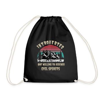 Funny Introverts T-Shirt - Drawstring Bag - black - Front