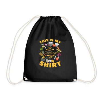 This Is My Cooking Shirt Funny Baking Hobby Chef - Drawstring Bag - black - Front
