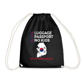 Luggage Passport No Kids South Korea Bound Vacation - Drawstring Bag - black - Front