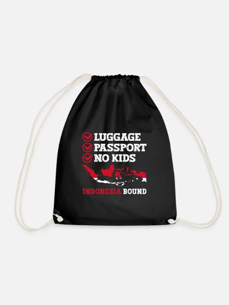 Gepäck Passport No Kids Indonesien Bound Vacation - Turnbeutel - Schwarz
