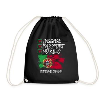 Luggage Passport No Kids Portugal Bound Vacation - Drawstring Bag - black - Front
