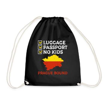 Luggage Passport No Kids Prague Bound Holiday Trip - Drawstring Bag - black - Front