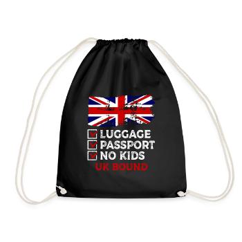 Luggage Passport No Kids Uk Bound Vacation Trip - Drawstring Bag - black - Front