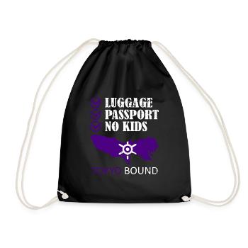 Luggage Passport No Kids Tokyo Bound Vacation Trip - Drawstring Bag - black - Front