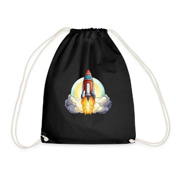 Astronaut rocket illustration for small space - Drawstring Bag - black - Front