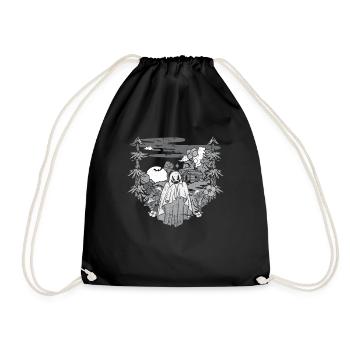 Forest Boo Ghost Spooky Season Mushroom - Drawstring Bag - black - Front