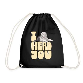Old English Sheepdog Sheepie Bobtail - Drawstring Bag - black - Front