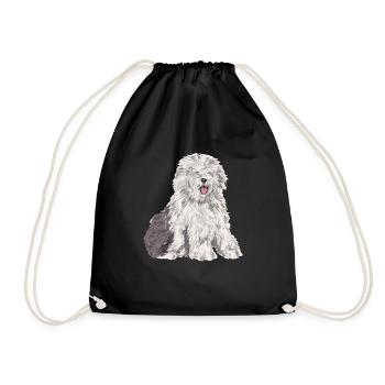 Old English Sheepdog Sheepie Bobtail - Drawstring Bag - black - Front