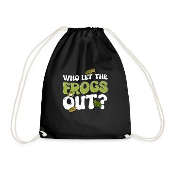 Funny Who Let The Frogs Out Amphibian Froggy Toad - Drawstring Bag - black - Front