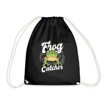 Herpetologist Toad Lover Amphibian Funny Frog Catc - Drawstring Bag - black - Front