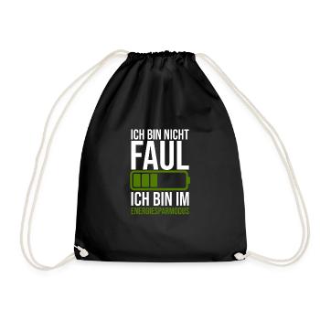 Lustiger Spruch Faulheit - Energiesparmodus - Turnbeutel - Schwarz - Vorne