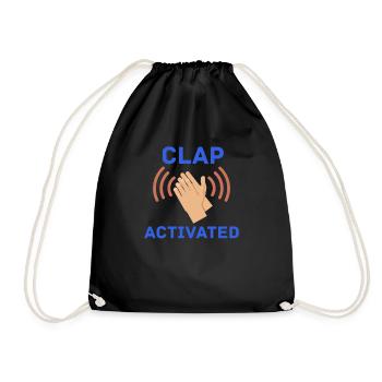 Clap Activated Gag Comedian Funny Prank Joke Fun - Drawstring Bag - black - Front
