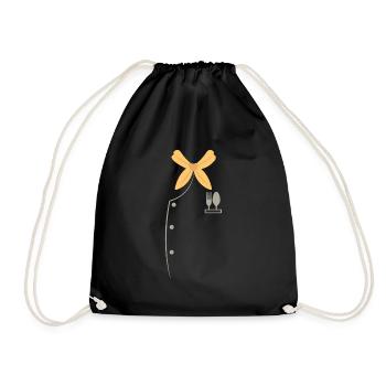 Chef Costume Spoon Fork Culinary Cuisine - Drawstring Bag - black - Front