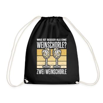 Was ist besser als eine Weinschorle? Zwei Weinscho - Turnbeutel - Schwarz - Vorne