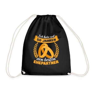 Goldene Hochzeit 50. Jahre den besten Ehepartner - Turnbeutel - Schwarz - Vorne