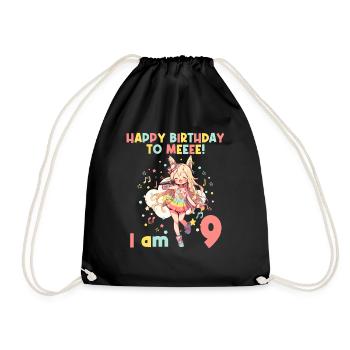 Anime Mandga K-Pop KPop Girl 9th Birthday - Drawstring Bag - black - Front