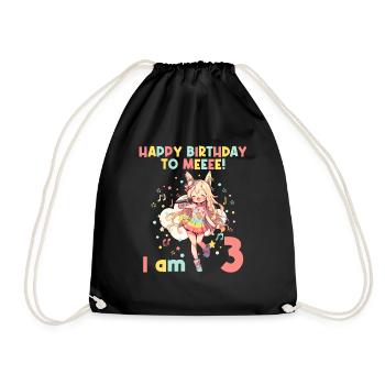 Anime Mandga K-Pop KPop Girl 3rd Birthday - Drawstring Bag - black - Front