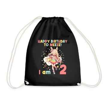 Anime Mandga K-Pop KPop Girl 2nd Birthday - Drawstring Bag - black - Front