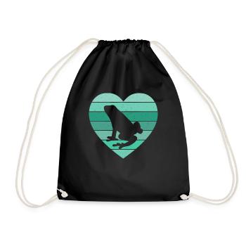 Retro Herpetologist Amphibian Frog Vintage Heart - Drawstring Bag - black - Front