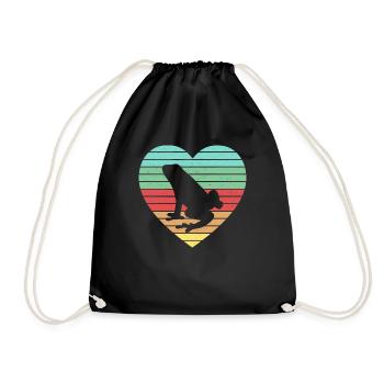 Toad Vintage Heart Herpetologist Amphibian Frog - Drawstring Bag - black - Front