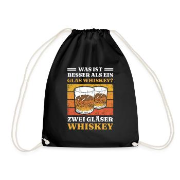 Was ist besser als ein Glas Whiskey? Zwei Gläser W - Turnbeutel - Schwarz - Vorne