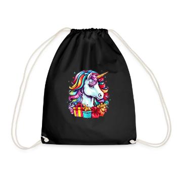 Christmas Gifts with Unicorn Christmas Theme - Drawstring Bag - black - Front