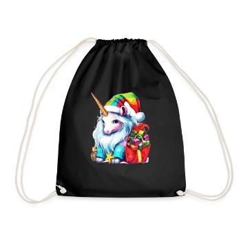 Einhorn-Weihnachtsdesign für Kinder und Erwachsene - Turnbeutel - Schwarz - Vorne
