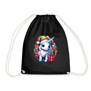 Adorable Licorne de Noël, Design de licorne magique - Sac de sport léger - noir - Devant