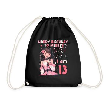Anime Mandga K-Pop KPop Mädchen 13. Geburtstag - Turnbeutel - Schwarz - Vorne
