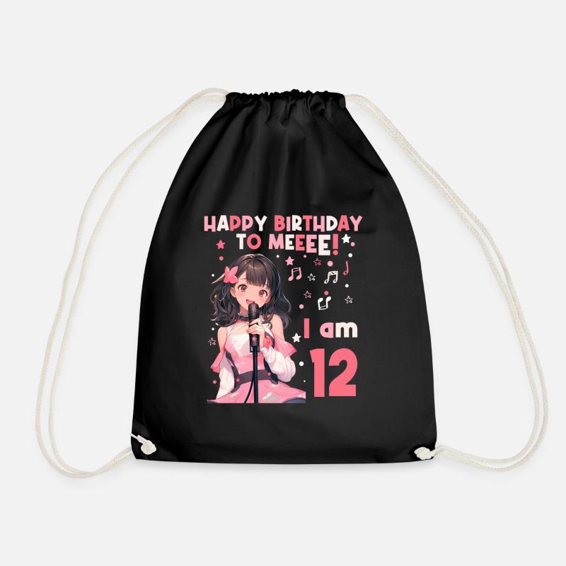 Anime Mandga K-Pop KPop Mädchen 12. Geburtstag - Turnbeutel - Schwarz