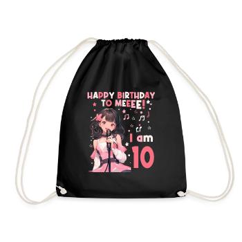 Anime Mandga K-Pop KPop Mädchen 10. Geburtstag - Turnbeutel - Schwarz - Vorne