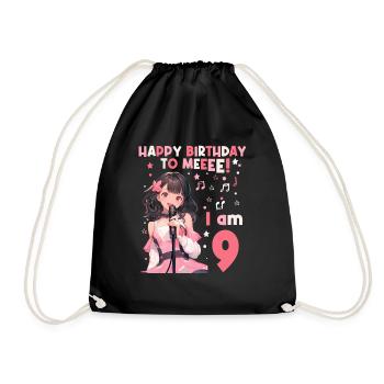 Anime Mandga K-Pop KPop Girl 9th Birthday - Drawstring Bag - black - Front